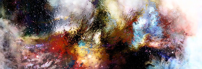 Poster - Cosmic space and stars, cosmic abstract background and glass effect.