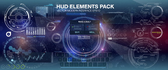 set graphs and charts. statistic and data, information infographic. hud background outer space. info