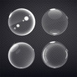 transparent balls. Buble on a transparent background. Vector illustration of soap bubbles on transparent background.