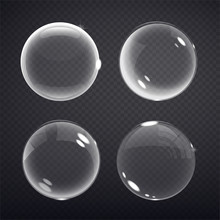 Transparent Balls. Buble On A Transparent Background. Vector Illustration Of Soap Bubbles On Transparent Background.