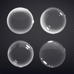 transparent balls. Buble on a transparent background. Vector illustration of soap bubbles on transparent background.