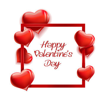 Happy Valentine s Day lettering Greeting Card on white backgroun