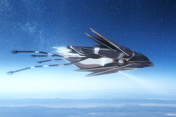 Aufkleber - UFO on space background