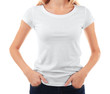 © Africa Studio - Young woman in blank t-shirt on white background, close up