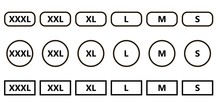 Set Icons Symbols Size Clothing