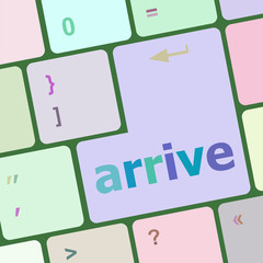 Poster - arrive word on keyboard key, notebook computer