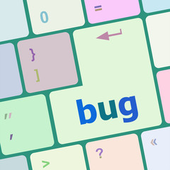 Poster - Computer keyboard with bug key. business concept