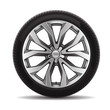 Car tire radial wheel metal alloy on isolated background vector illustration.