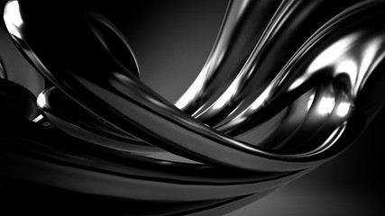 Black, stylish, modern metallic background with smooth lines. 3d