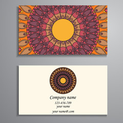 Business Card. Vintage decorative elements. Ornamental floral bu