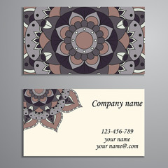 Business Card. Vintage decorative elements. Ornamental floral bu