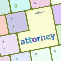 Poster - attorney word on keyboard key, notebook computer