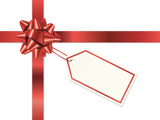 Sticker - RED RIBBON GIFT BOW AND CARD 