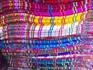 Wall Mural - Andean blankets in a market, La Paz, Bolivia.