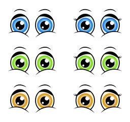 Sticker - Cartoon eyes, expression vector silhouette symbol icon design.