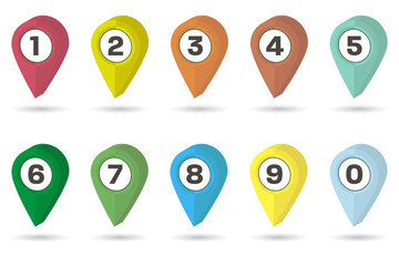 Poster - 3d vector map point markers different color