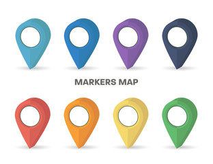 Poster - markers map rainbow colors set with shadow
