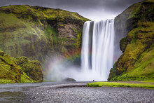 Skogafoss Waterfall Situated On The Skoga River In The South Region, Iceland