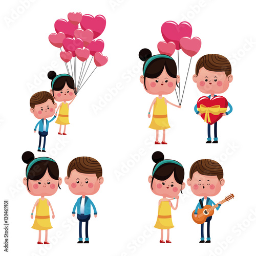 Stampe collection couples love funny happy vector illustration eps 10
