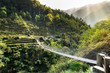 Nepal. Suspension bridge in Himalayan Mountains..