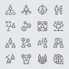 Team organization line icon set 2