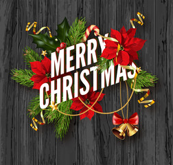 Wall Mural - Merry Christmas greeting card template.