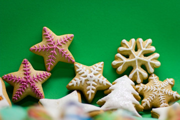 christmas tree, stars, gingerbread, background