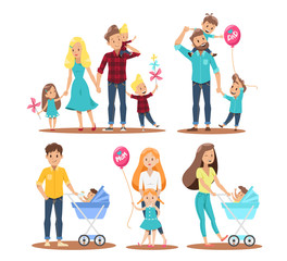 Wall Mural - Happy family character design  no2