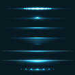 Blue light flare effect horizontal dividers vector set.