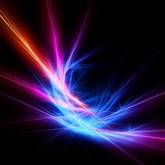 Poster - Abstract fractal with bright shining rays