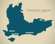 Modern Map - South East England UK Illustration