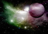 Fototapeta Młodzieżowe - Stars, dust and gas nebula in a far galaxy