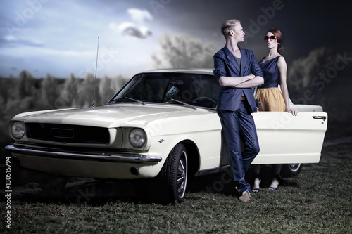 Parchen Tragt 50er 60er Jahre Retro Fashion Vor Einem Mustang Oldtimer Buy This Stock Photo And Explore Similar Images At Adobe Stock Adobe Stock