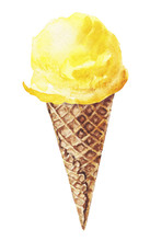 Watercolor Banana Ice Cream 