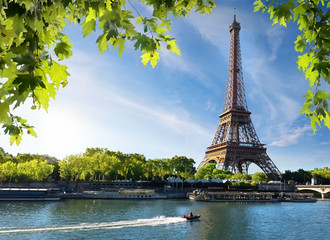 Fototapete - Seine and Eiffel Tower
