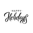 Happy Holidays. Merry Christmas Calligraphy Template. Greeting Card Black Typography on White Background. Vector Illustration Hand Drawn Lettering