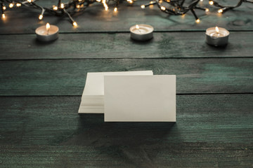 Wall Mural - Thick cardboard business card, blank for copyspace