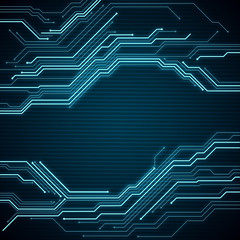 Leinwandbilder - Digital conceptual image circuit microchip on blue background