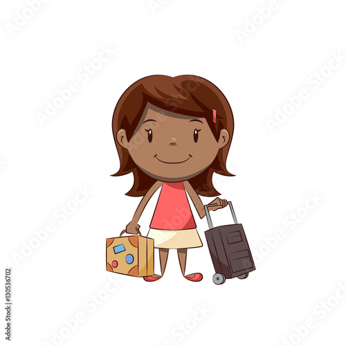Girl holding luggage Buy this stock vector and explore similar