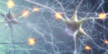 3D Illustration Of Interconnected Neurons With Electrical Pulses.