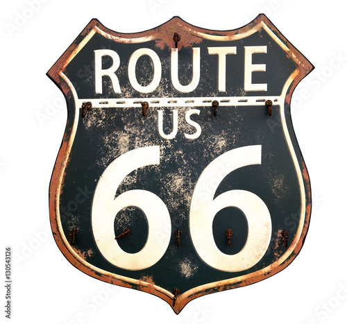 Isolated rusty Route 66 sign.. Wallpaper Mural