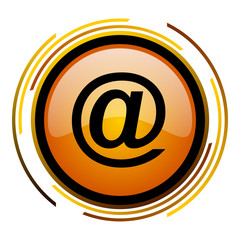 Poster - At email orange glossy web vector icon.