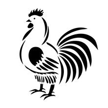 Black White Emblem Of The Rooster.