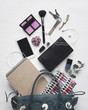© Cavan Images - High angle view of accessories on white background