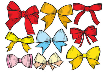 Canvas Print - Set of bows, hand drawn