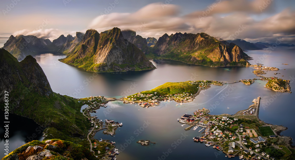 Reinefjorden panorama - obrazy, fototapety, plakaty 