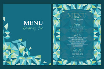 Vector menu template design with geometric abstract pattern. Great for restaurant, cafe, bar, and wedding. Perfect for any event.