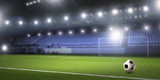 Fototapeta Sport - Soccer stadium in spotlights . Mixed media