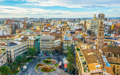 Wall Mural - VALENCIA, SPAIN, DECEMBER 30, 2015: Aerial view of plaza de la reina square in spanish city valencia