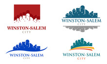 Winston Salem City Carolina Landscape Skyline Logo Illustration